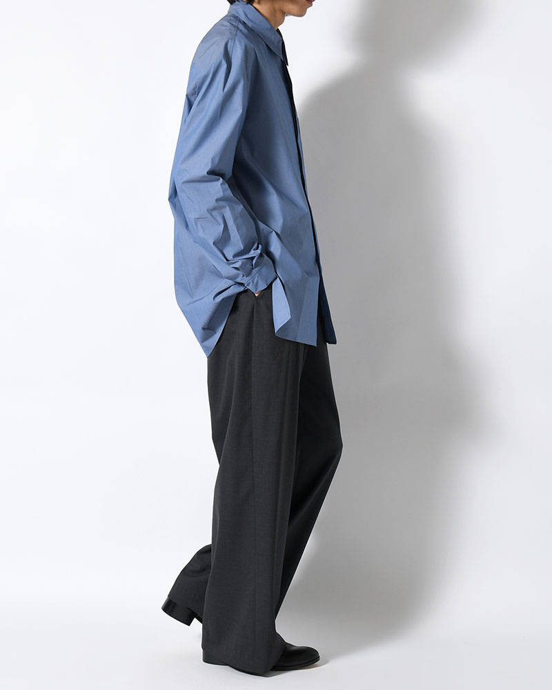 MENS WOOL BANDING PANTS -CHARCOAL-