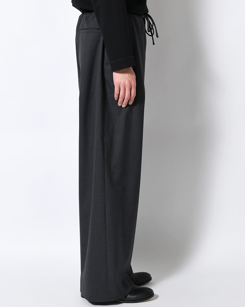 MENS WOOL BANDING PANTS -CHARCOAL-
