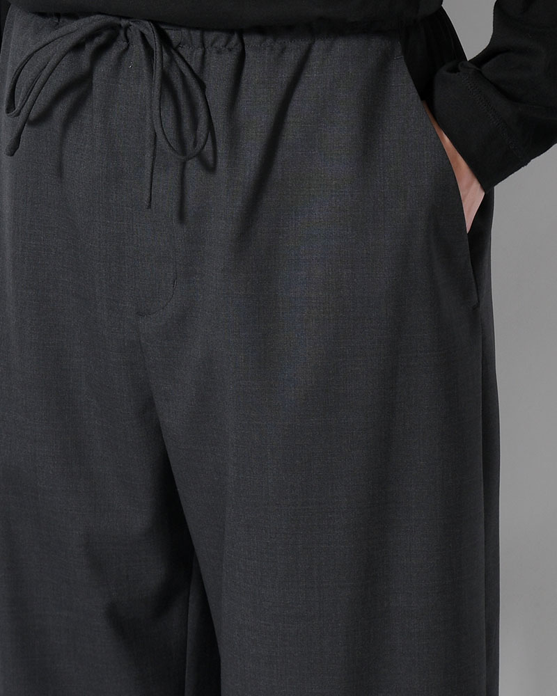 MENS WOOL BANDING PANTS -CHARCOAL-