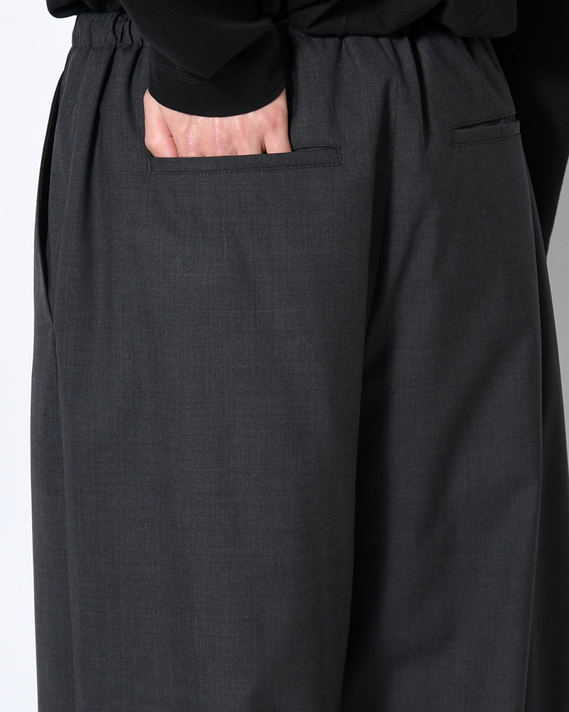 MENS WOOL BANDING PANTS -CHARCOAL-