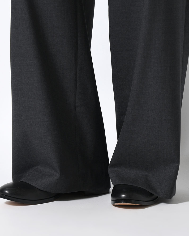 MENS WOOL BANDING PANTS -CHARCOAL-