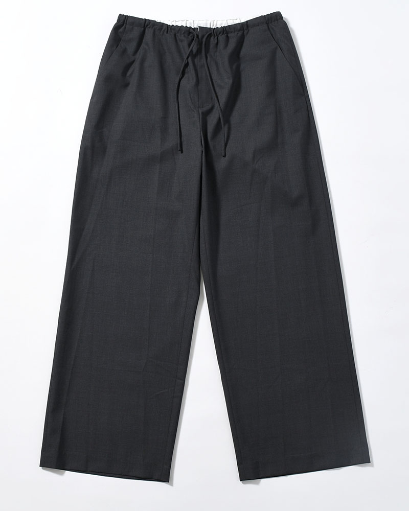 MENS WOOL BANDING PANTS -CHARCOAL-