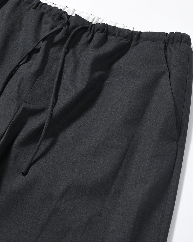 MENS WOOL BANDING PANTS -CHARCOAL-