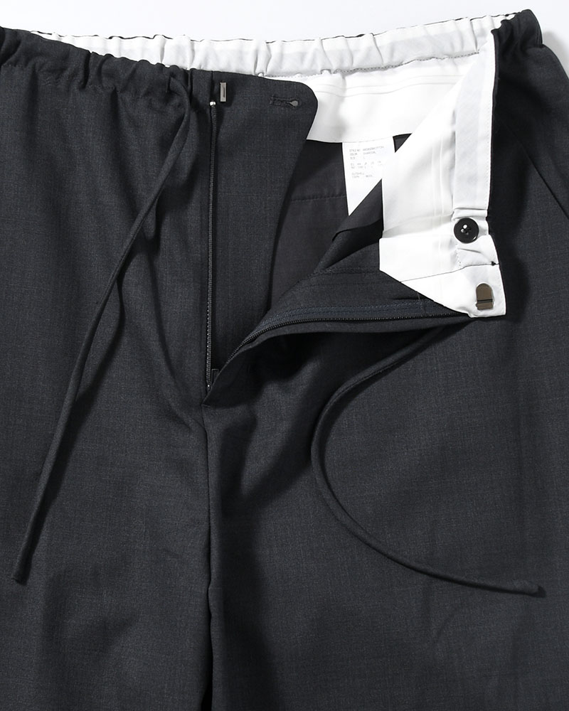 MENS WOOL BANDING PANTS -CHARCOAL-