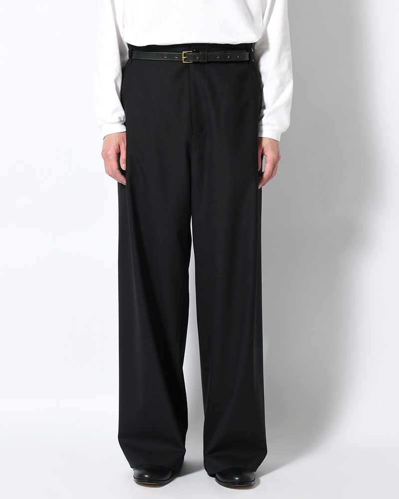 WOOL WIDE PANTS -BLACK-