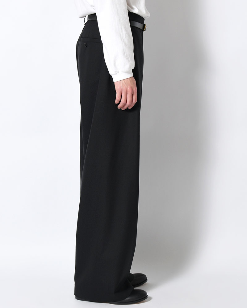 WOOL WIDE PANTS -BLACK-