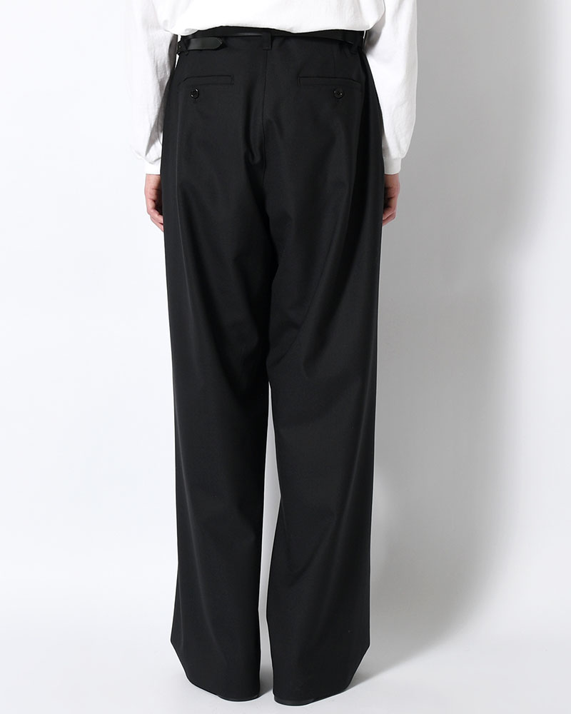 WOOL WIDE PANTS -BLACK-