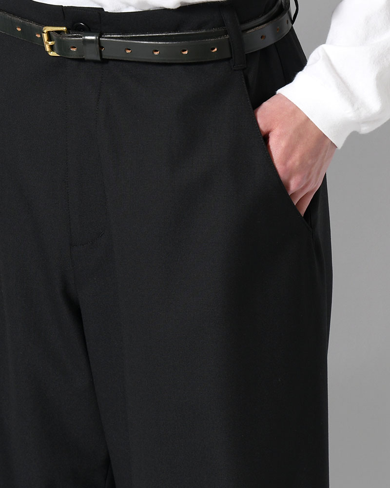 WOOL WIDE PANTS -BLACK-