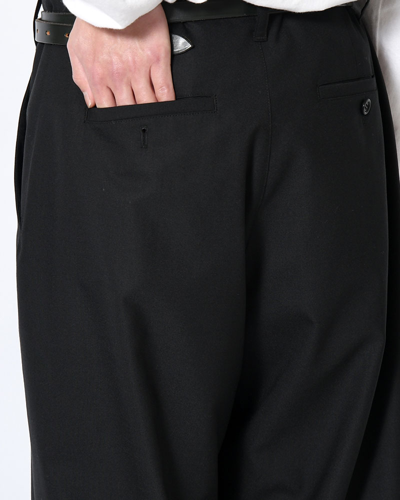 WOOL WIDE PANTS -BLACK-
