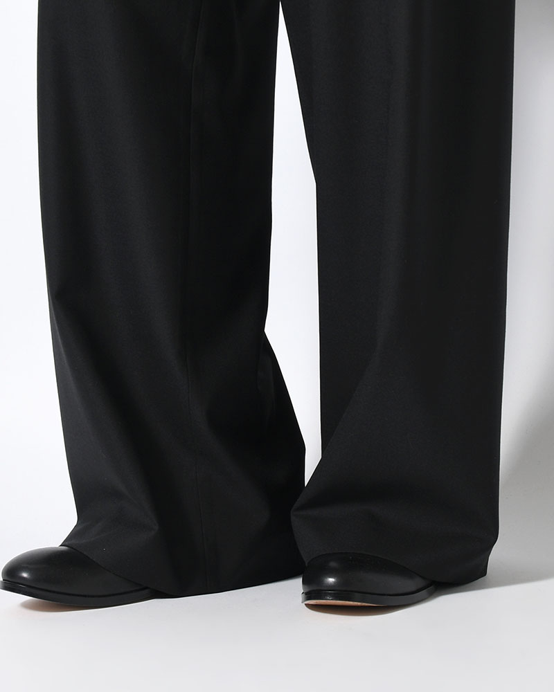 WOOL WIDE PANTS -BLACK-