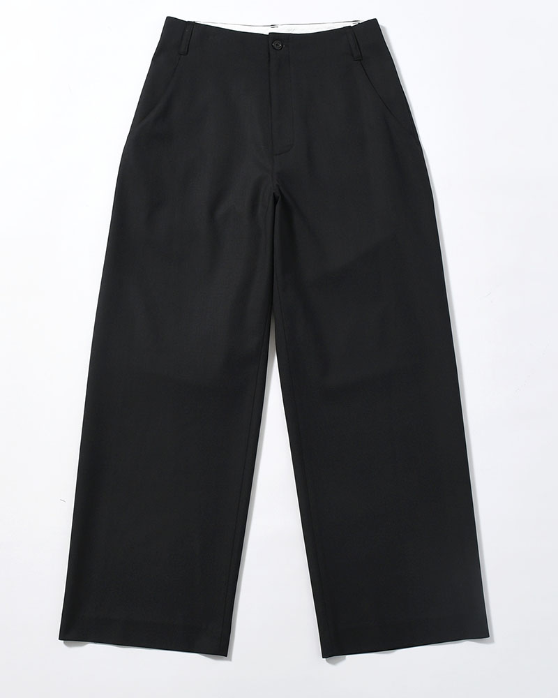 WOOL WIDE PANTS -BLACK-