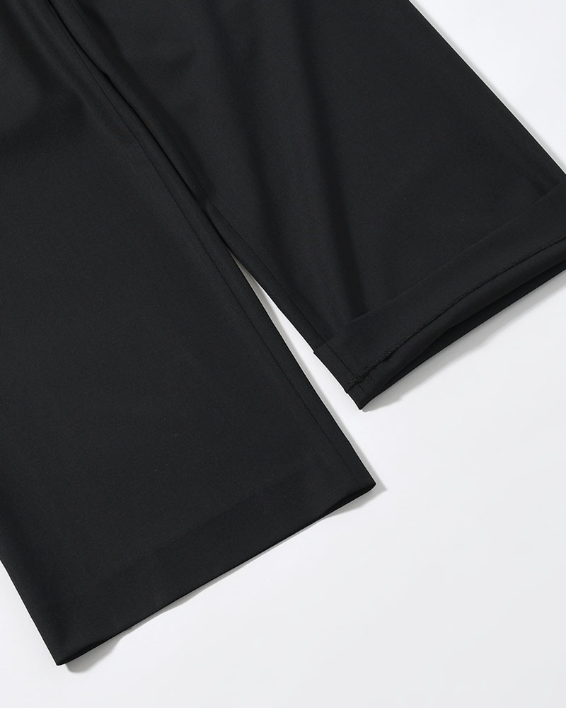 WOOL WIDE PANTS -BLACK-