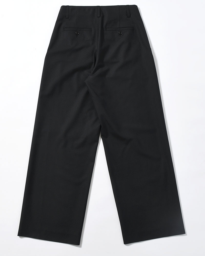 WOOL WIDE PANTS -BLACK-
