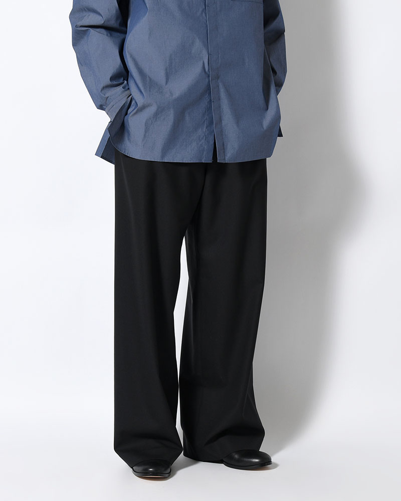 WOOL WIDE PANTS -BLACK-