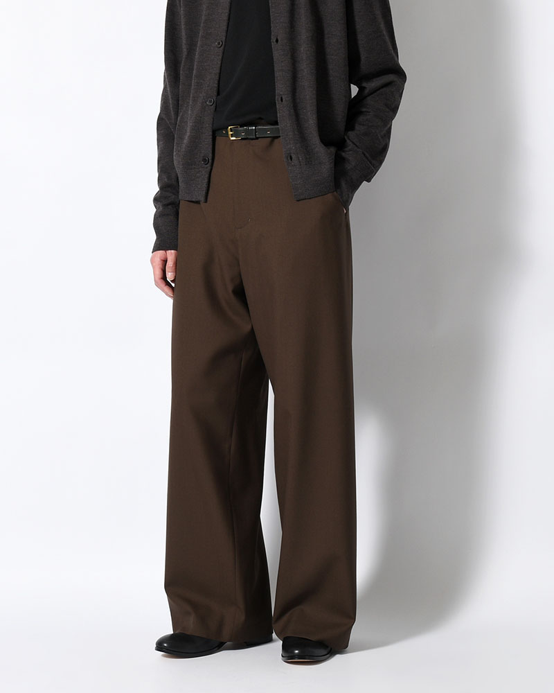 WOOL WIDE PANTS -KHAKI-