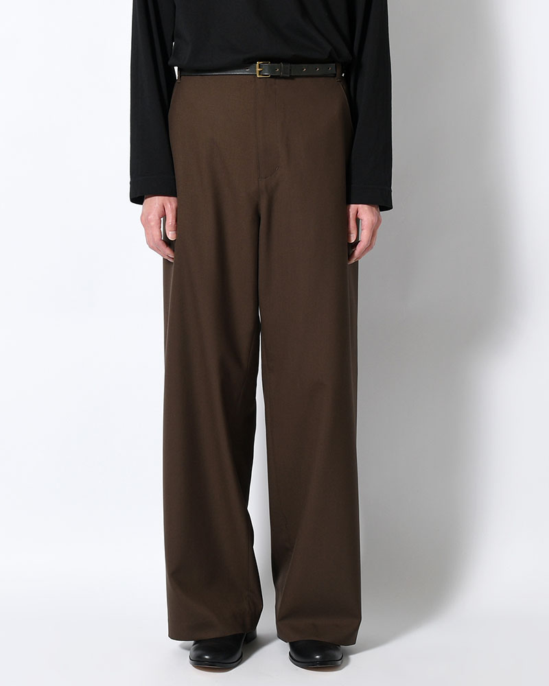 WOOL WIDE PANTS -KHAKI-