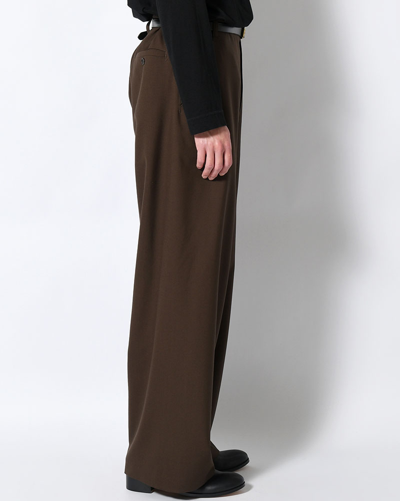 WOOL WIDE PANTS -KHAKI-