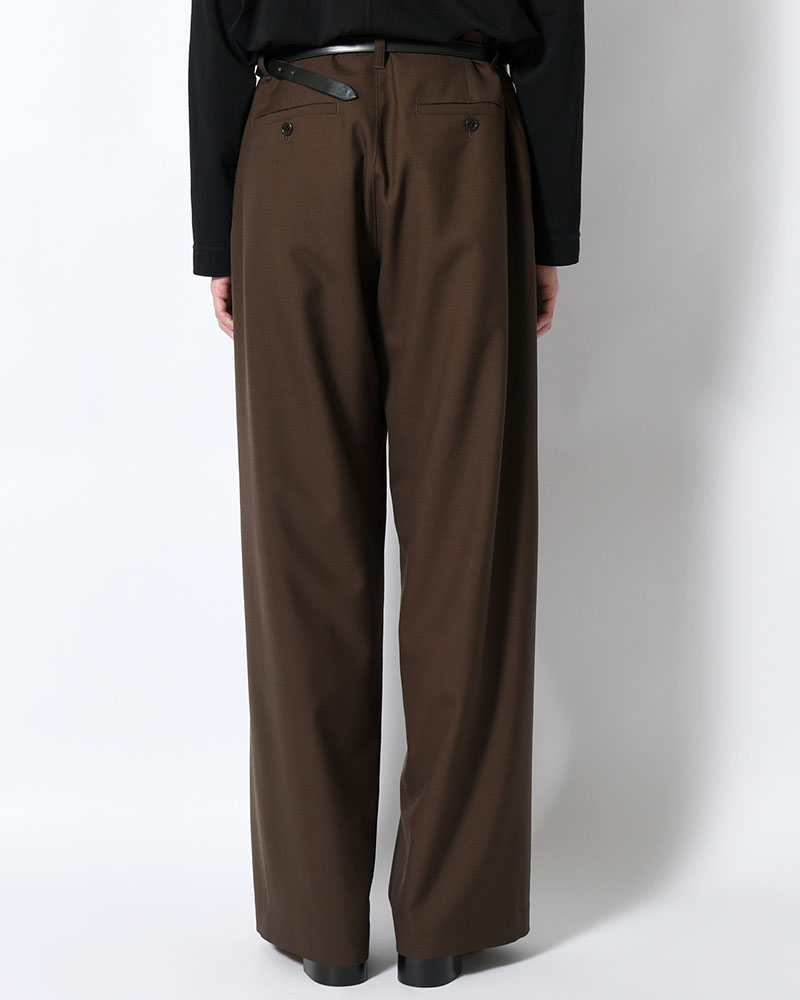 WOOL WIDE PANTS -KHAKI-