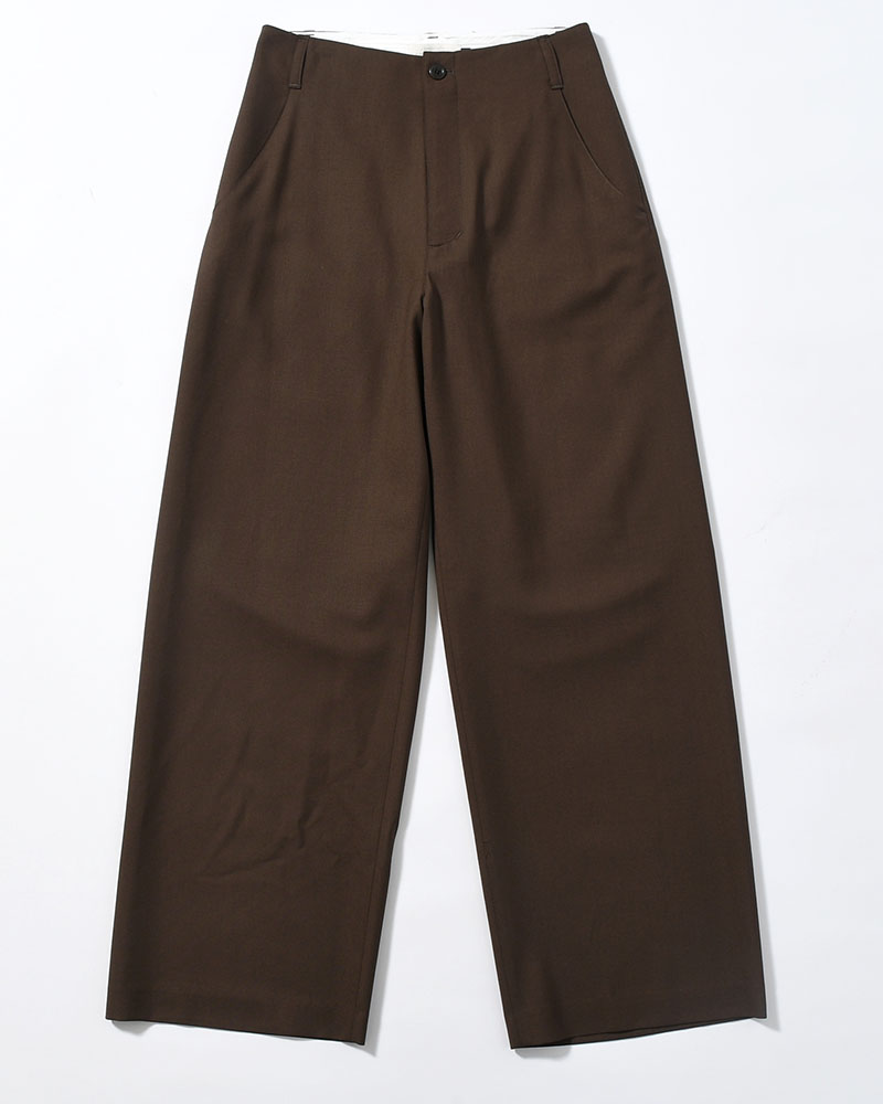 WOOL WIDE PANTS -KHAKI-