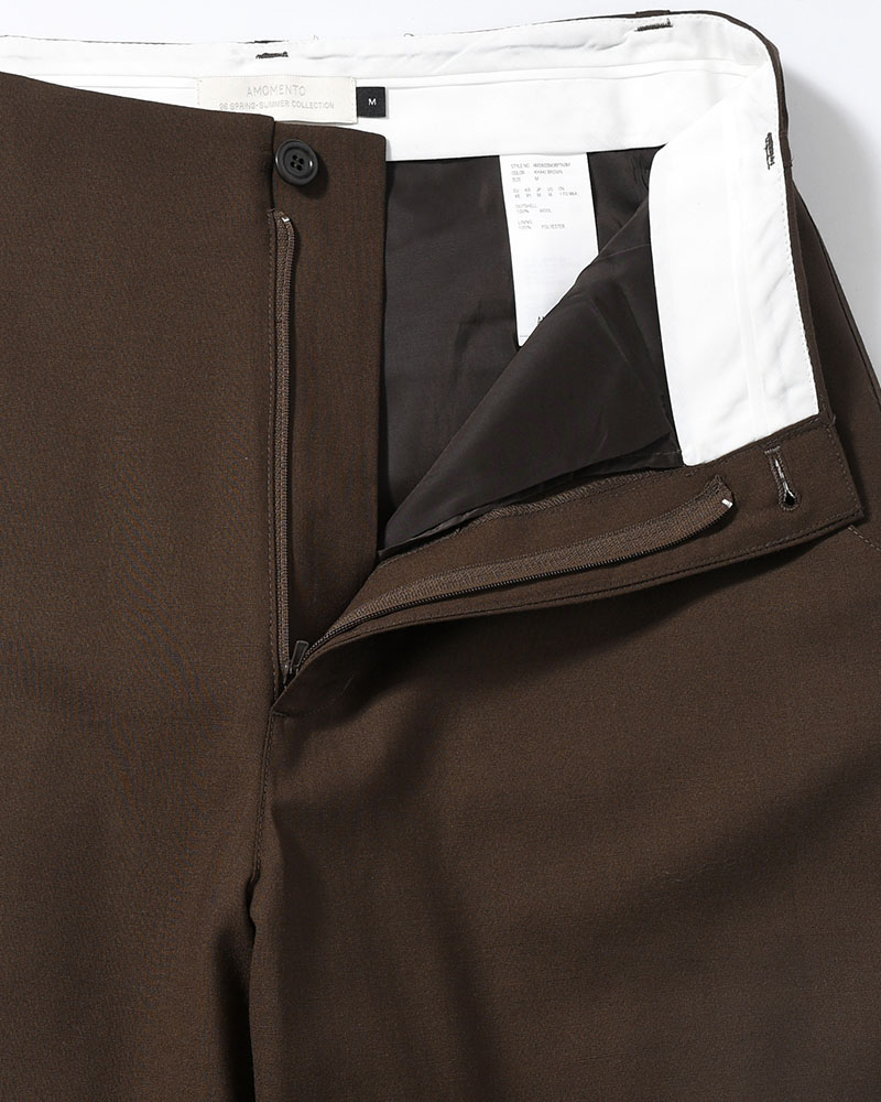 WOOL WIDE PANTS -KHAKI-