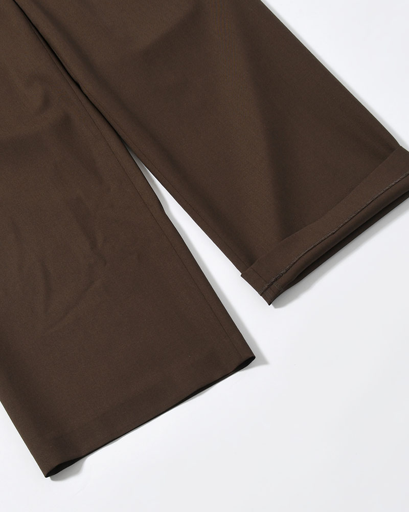 WOOL WIDE PANTS -KHAKI-