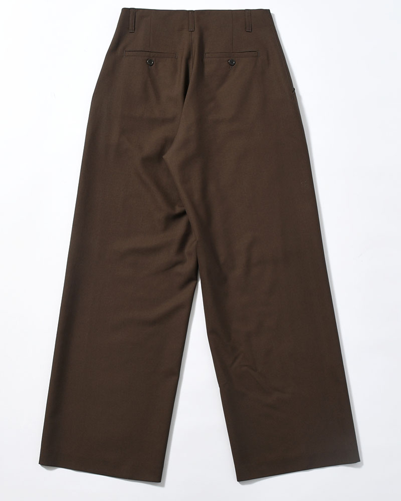 WOOL WIDE PANTS -KHAKI-