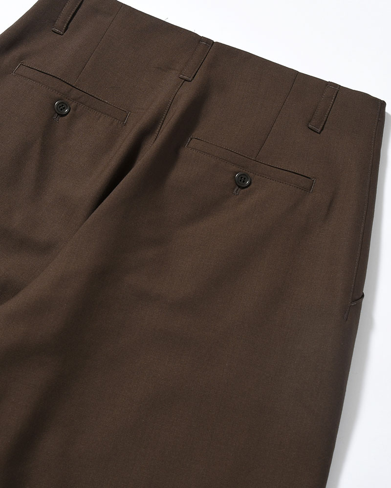 WOOL WIDE PANTS -KHAKI-