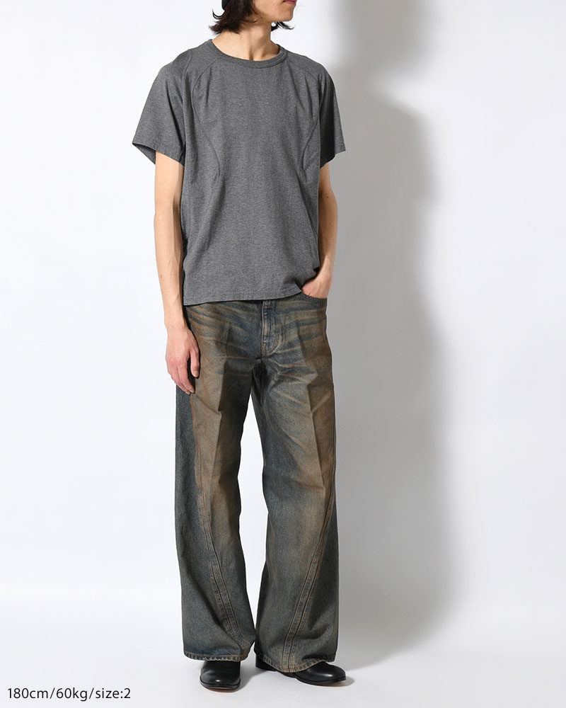 3D TWISTED WIDE LEG JEANS -MUD FADED INDIGO-