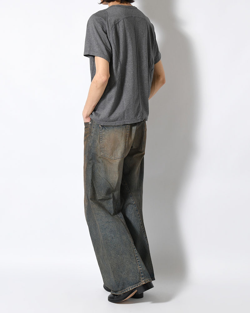 3D TWISTED WIDE LEG JEANS -MUD FADED INDIGO-