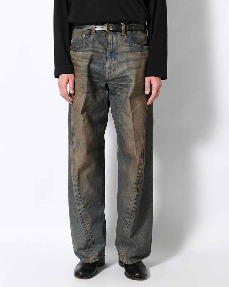 3D TWISTED WIDE LEG JEANS -MUD FADED INDIGO-