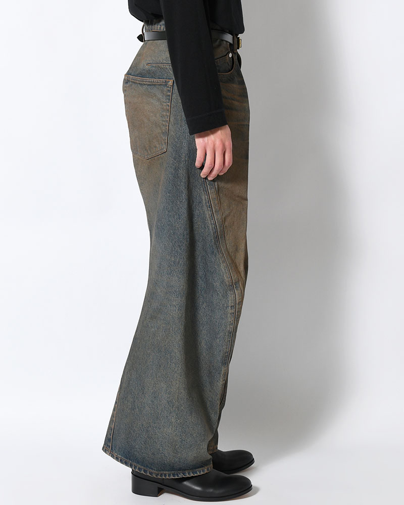 3D TWISTED WIDE LEG JEANS -MUD FADED INDIGO-
