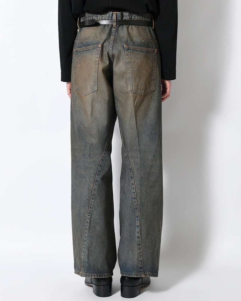 3D TWISTED WIDE LEG JEANS -MUD FADED INDIGO-