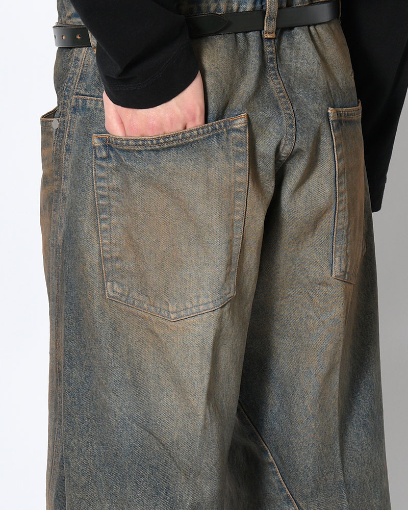3D TWISTED WIDE LEG JEANS -MUD FADED INDIGO-