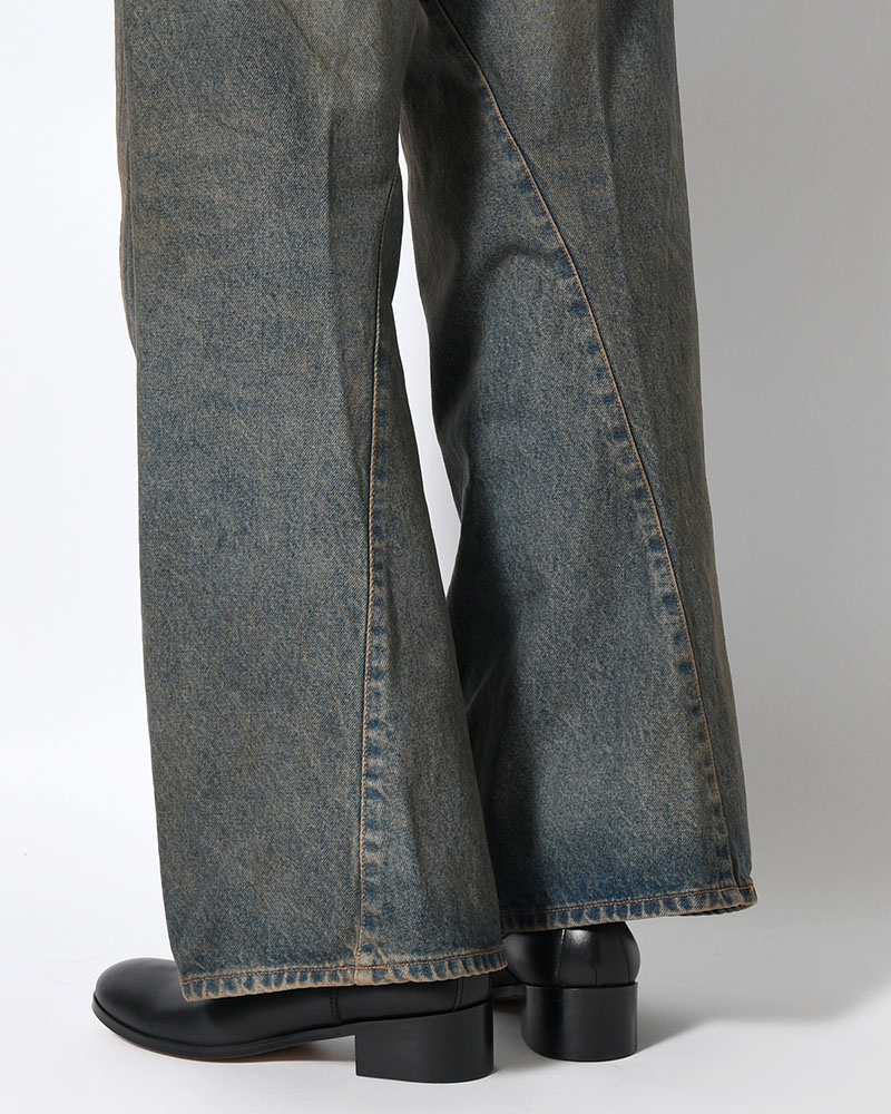 3D TWISTED WIDE LEG JEANS -MUD FADED INDIGO-