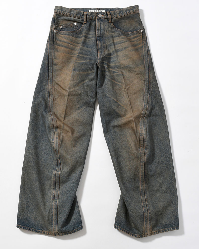 3D TWISTED WIDE LEG JEANS -MUD FADED INDIGO-