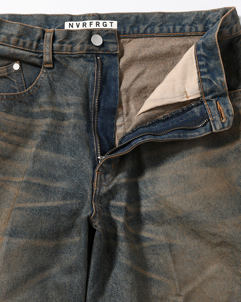 3D TWISTED WIDE LEG JEANS -MUD FADED INDIGO-