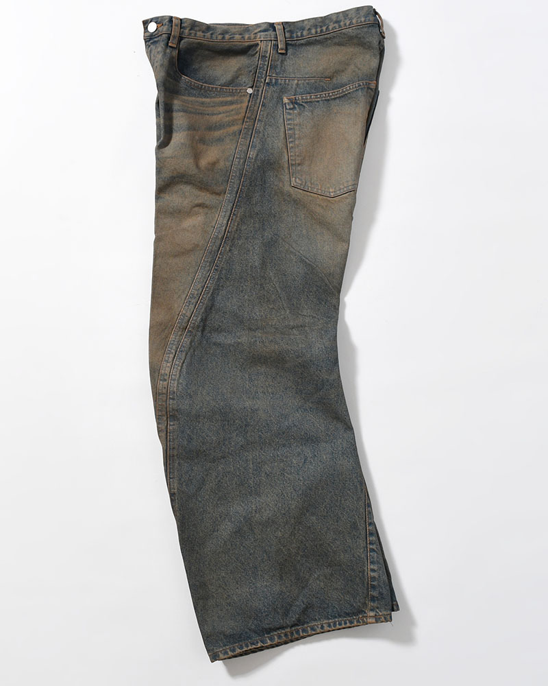 3D TWISTED WIDE LEG JEANS -MUD FADED INDIGO-