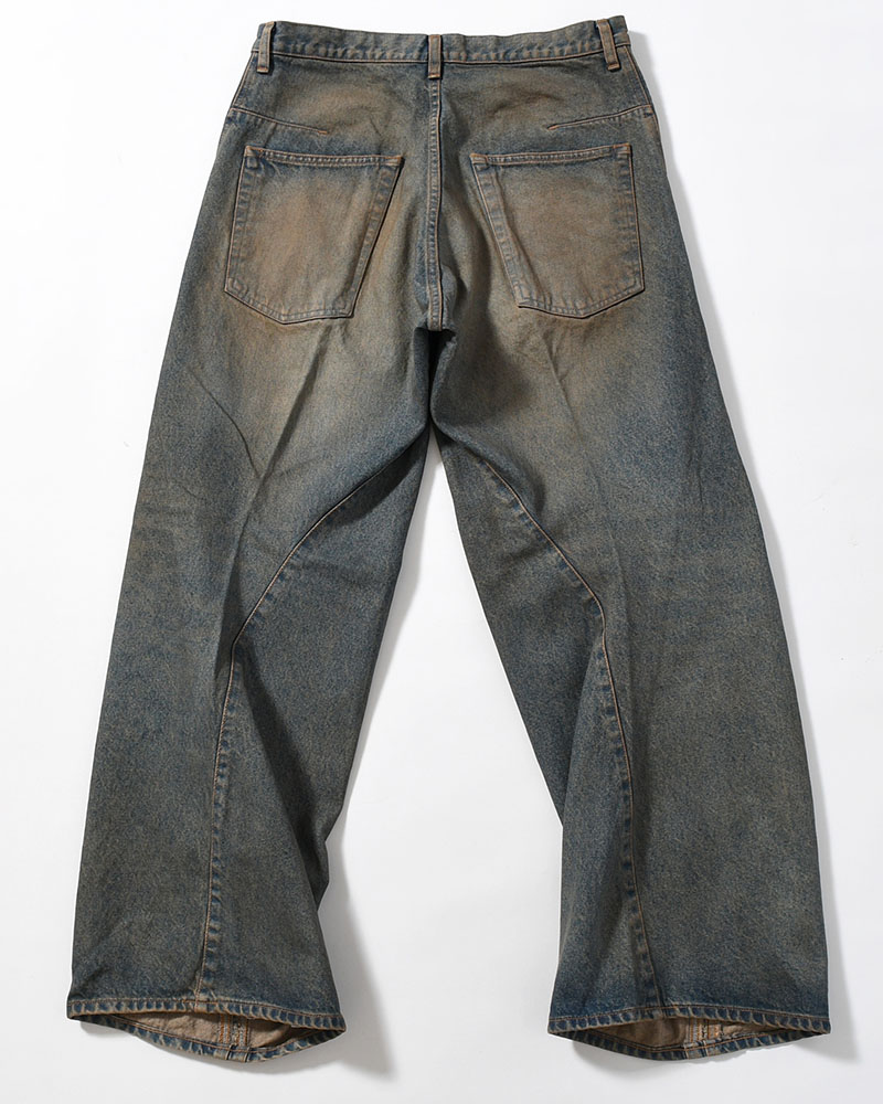 3D TWISTED WIDE LEG JEANS -MUD FADED INDIGO-