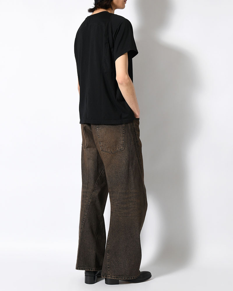 3D TWISTED WIDE LEG JEANS -MUD FADED BLACK-