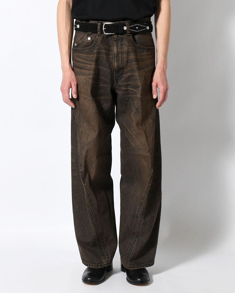 3D TWISTED WIDE LEG JEANS -MUD FADED BLACK-