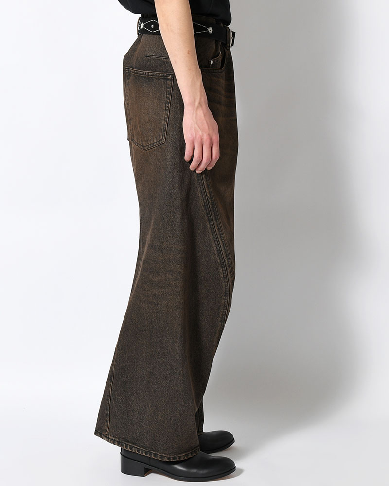 3D TWISTED WIDE LEG JEANS -MUD FADED BLACK-