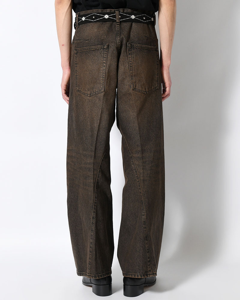 3D TWISTED WIDE LEG JEANS -MUD FADED BLACK-