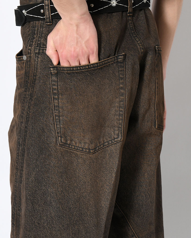 3D TWISTED WIDE LEG JEANS -MUD FADED BLACK-
