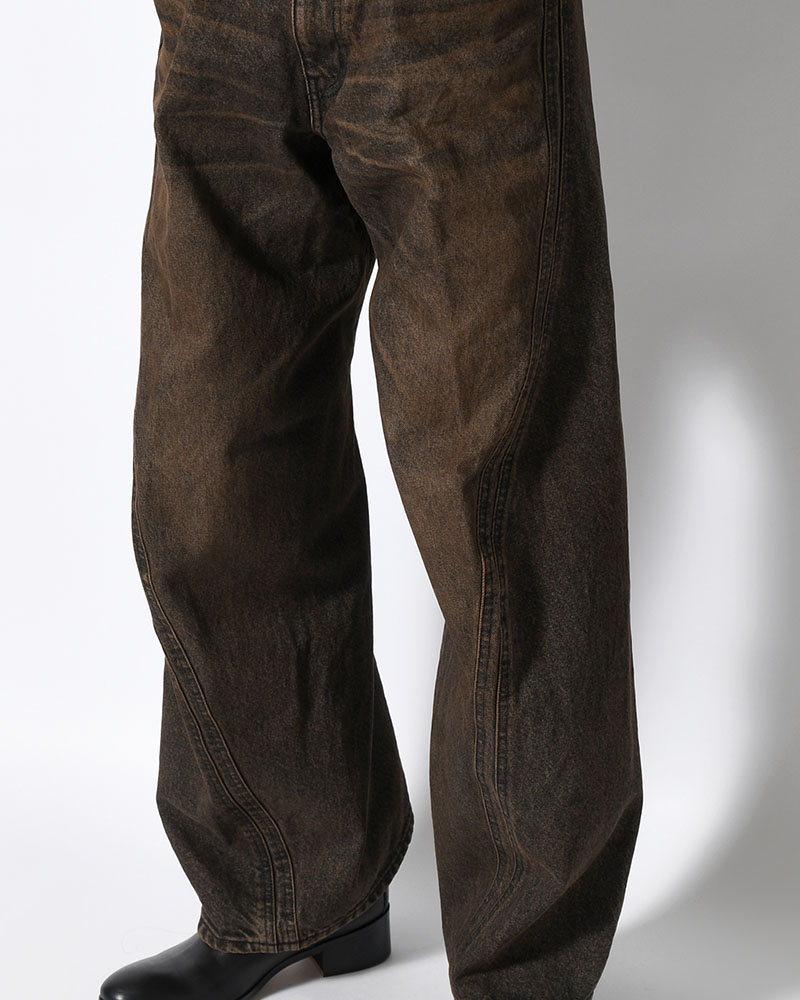 3D TWISTED WIDE LEG JEANS -MUD FADED BLACK-