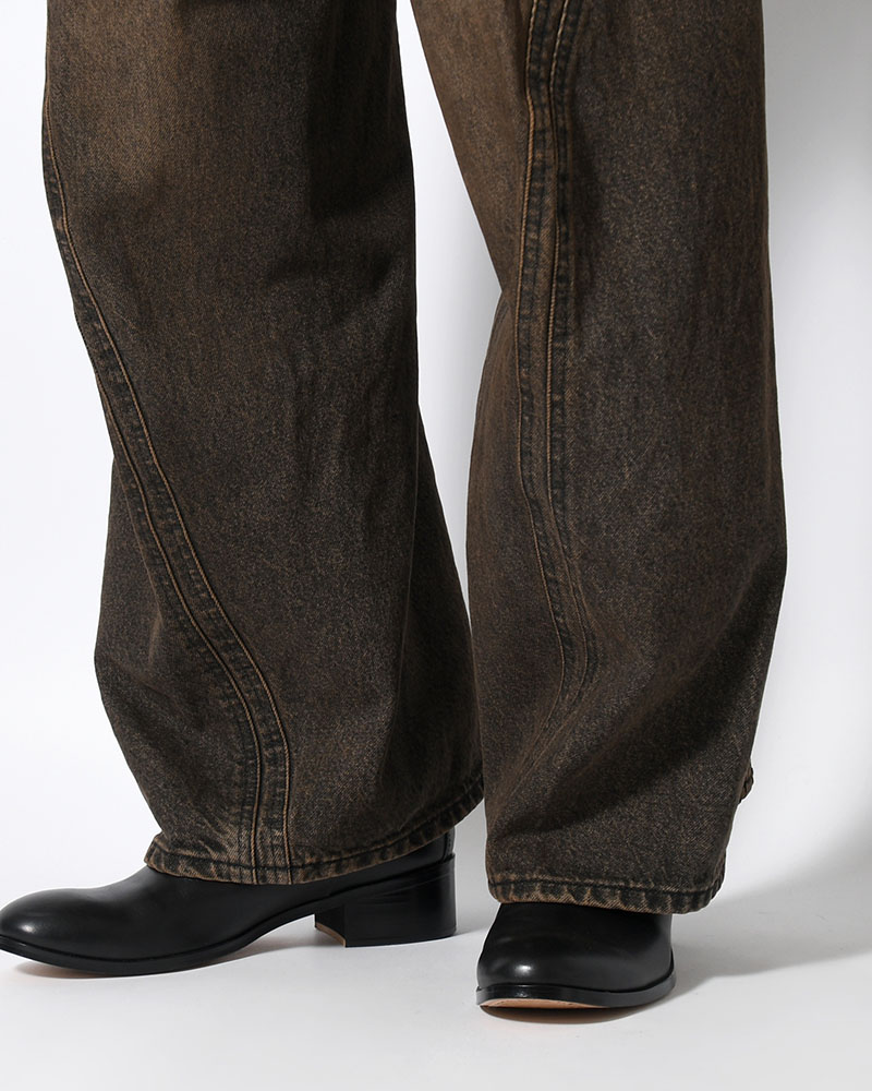 3D TWISTED WIDE LEG JEANS -MUD FADED BLACK-