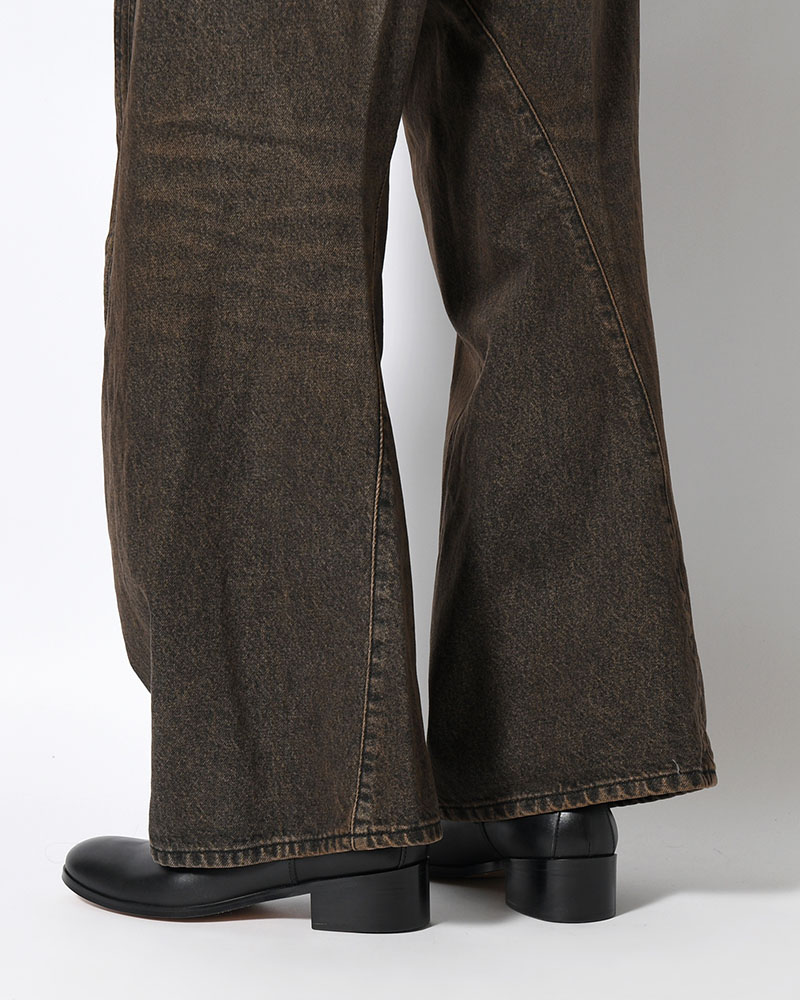 3D TWISTED WIDE LEG JEANS -MUD FADED BLACK-