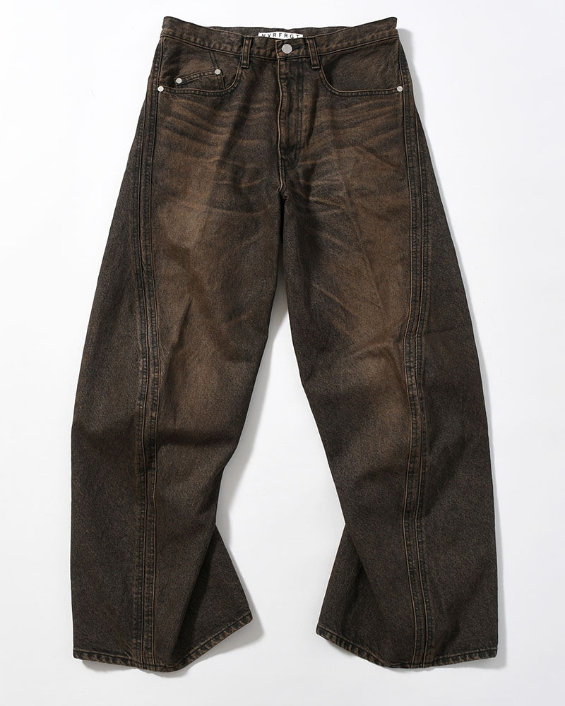 3D TWISTED WIDE LEG JEANS -MUD FADED BLACK-