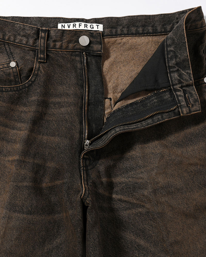 3D TWISTED WIDE LEG JEANS -MUD FADED BLACK-