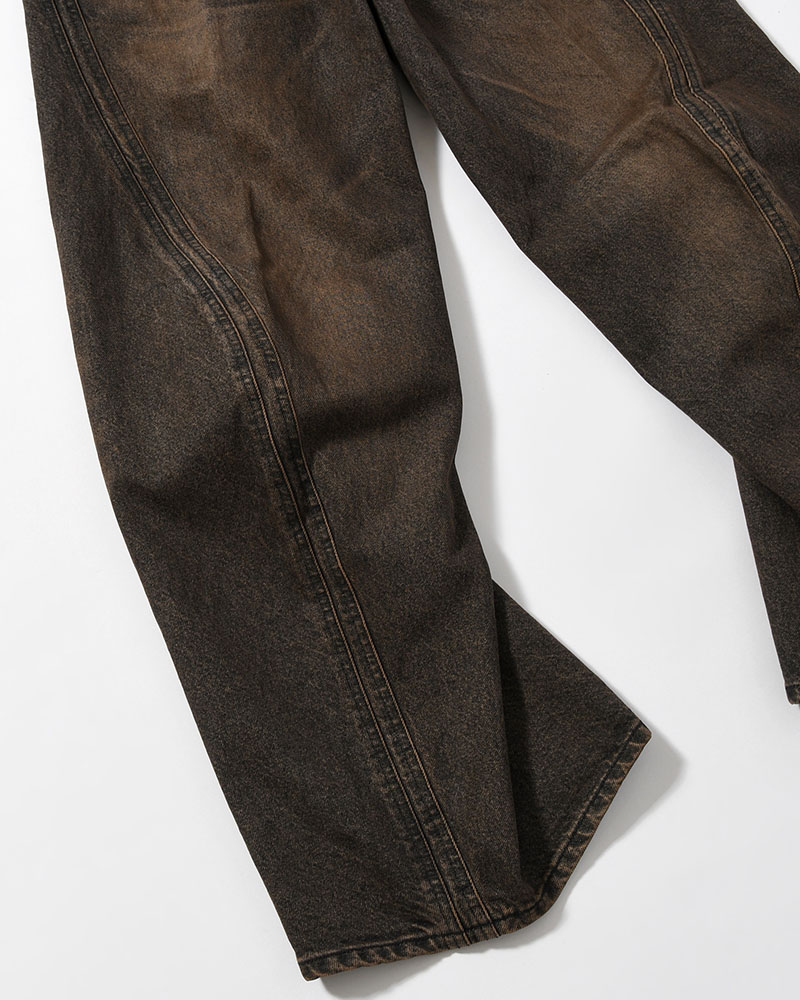 3D TWISTED WIDE LEG JEANS -MUD FADED BLACK-