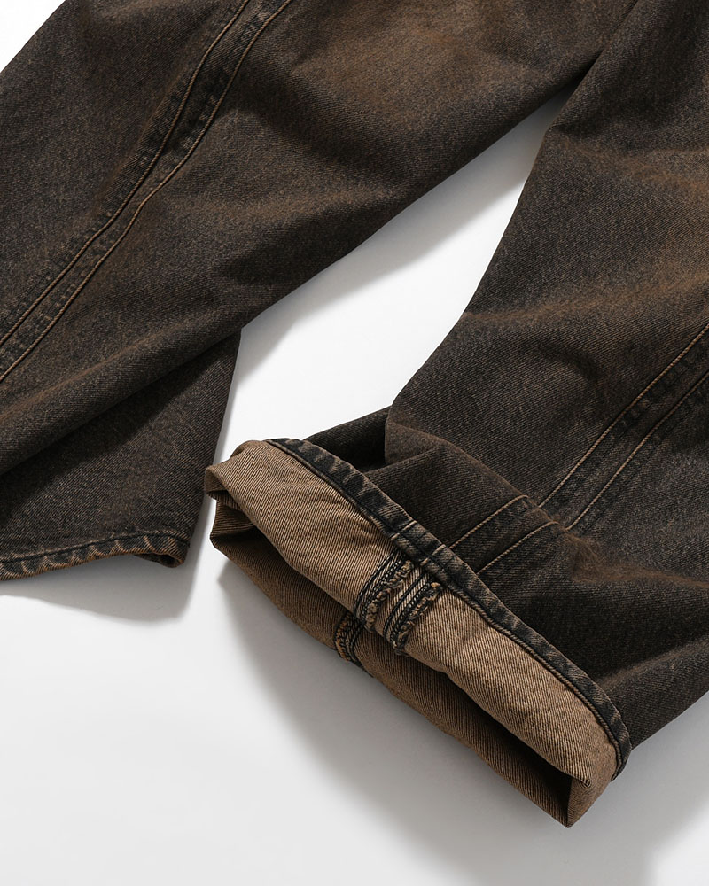 3D TWISTED WIDE LEG JEANS -MUD FADED BLACK-